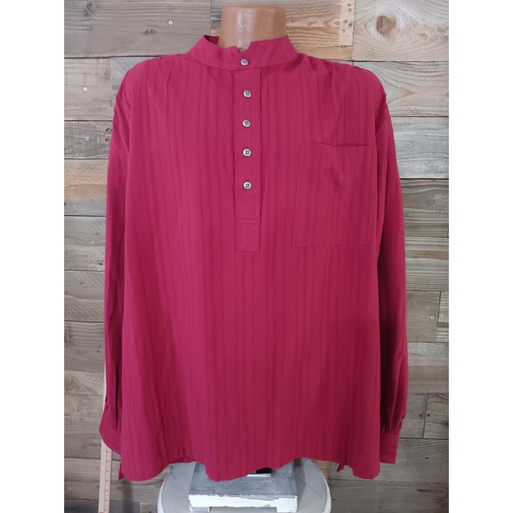 Scully Banded Collar Shirt Men's Sz. XL 100% Cotton Burgundy Style #RW015